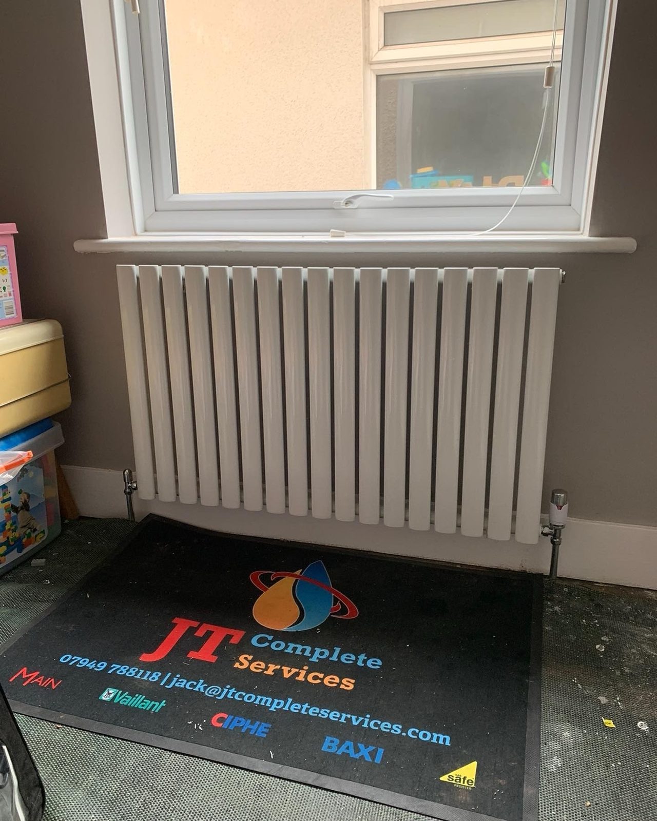 Designer column radiator installed